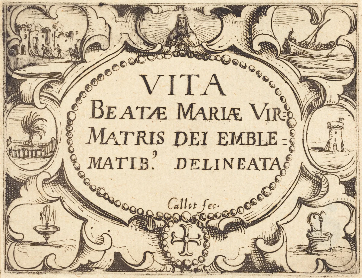 Title Page for "The Life of the Virgin in Emblems" by Jacques Callot, print, 1592-1635