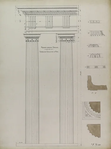 Orders of Architecture, Roman Doric Order from Baths of Diocletian, Rome, Italy, Elevation by Carl Furst, other, 1870
