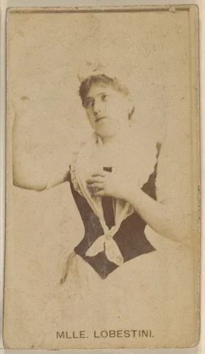 Mlle. Lobestini, from the Actors and Actresses series (N45, Type 8) for Virginia Brights Cigarettes by Allen & Ginter, photograph, 1885-1891