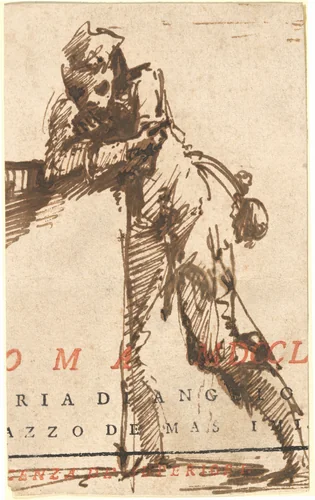 A Man Leaning on a Structure by Giovanni Battista Piranesi, drawing, 1760