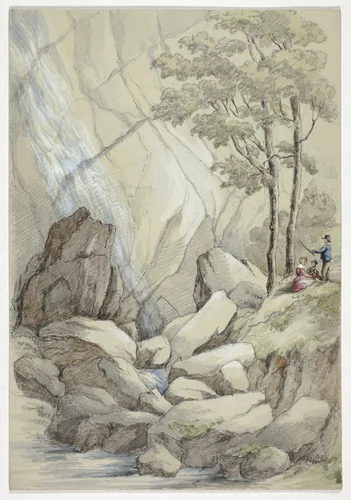 Powerscourt Waterfall by Elizabeth Murray, painting, 1843