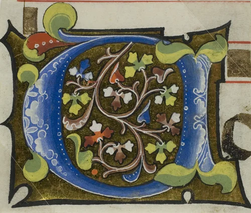 Decorated Initial "O" or "A" with Flowers from a Choirbook by Unknown Artist, painting, 1800-1908