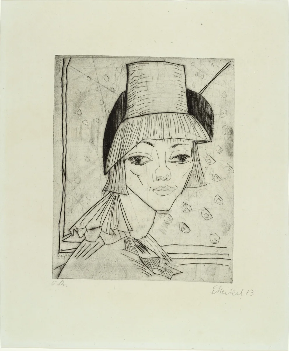 Girl with High Hat (Mädchen mit hohem Hut) by Erich Heckel, print, 1913