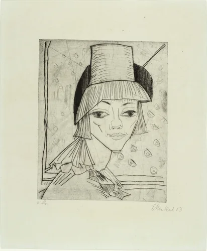 Girl with High Hat (Mädchen mit hohem Hut) by Erich Heckel, print, 1913