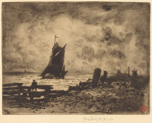 La Petite Marine - Souvenir de Medway by Félix-Hilaire Buhot, print, 1879