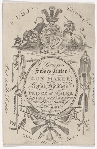 Trade Card of the Gunmaker Samuel Brunn (active 1795–1820) by anonymous, print, 1792-1808