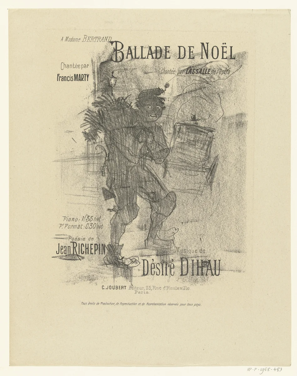 Omslag voor muziekblad met lied Ballade de Noël met schoorsteenveger by Henri de Toulouse-Lautrec, print, 1895