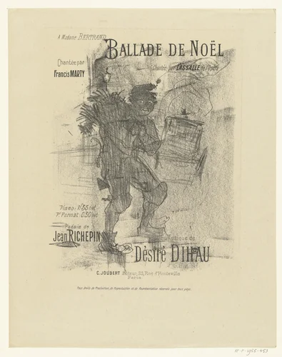 Omslag voor muziekblad met lied Ballade de Noël met schoorsteenveger by Henri de Toulouse-Lautrec, print, 1895