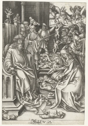 De kindermoord te Bethlehem by Unknown, print, 1455-1503