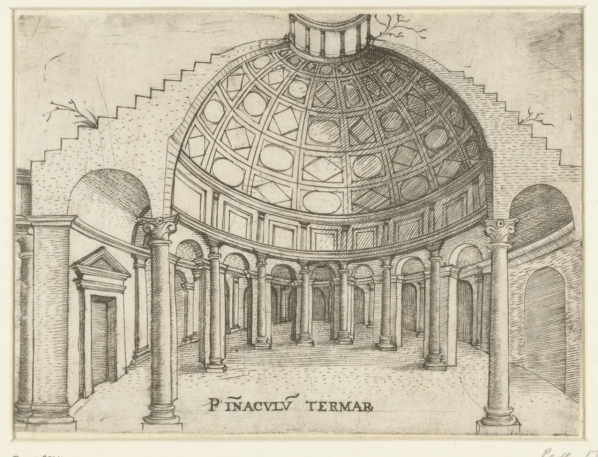 Vervallen klassiek gebouw by anonymous, print, 1500-1549