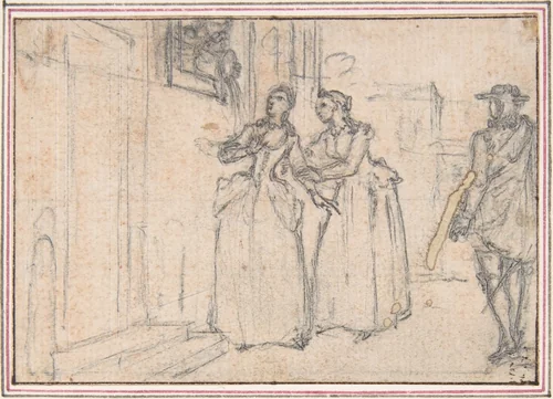 Possible Study for "Songs in the Opera of Flora" by Hubert François Gravelot, drawing, 1732-1742