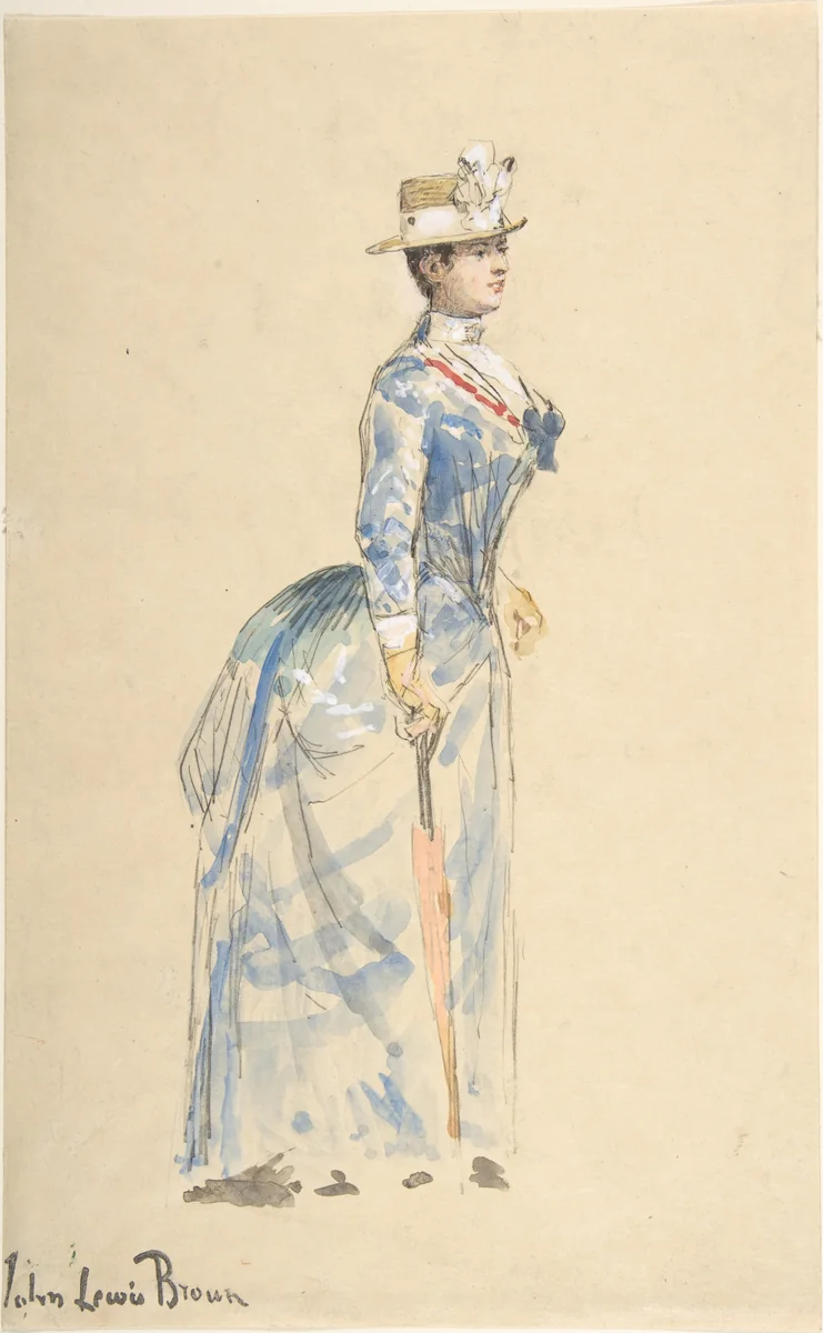 Woman Dressed in Blue by John Lewis Brown, drawing, 1845-1890