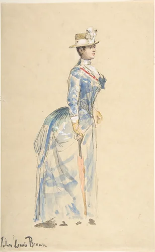 Woman Dressed in Blue by John Lewis Brown, drawing, 1845-1890