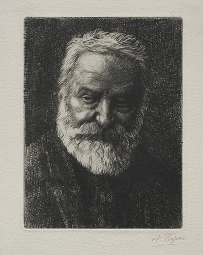 Portrait of Victor Hugo (2nd Plate) by Alphonse Legros, print, 1857-1911