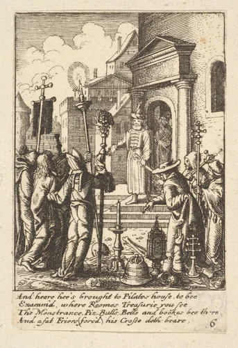 Jesus before Pilate by Wenceslaus Hollar, print, 1644-1652