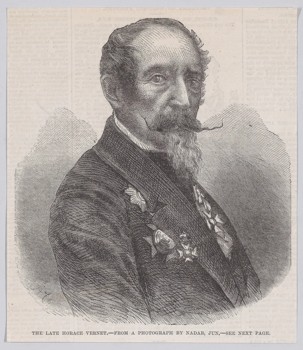 The Late Horace Vernet, from "Illustrated London News" by Nadar, print, 1863