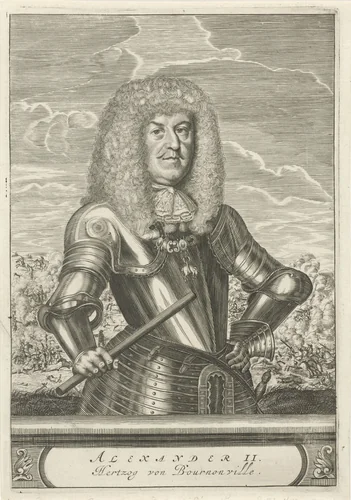 Portret van Alexander Hippolyte II, hertog van Bournonville by Christiaan Hagen, print, 1635-1695