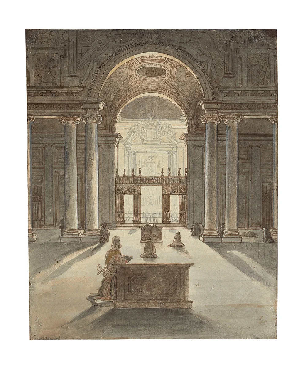 The Borghese Chapel in Santa Maria Maggiore, Rome by Jean-Auguste-Dominique Ingres, drawing, 1824