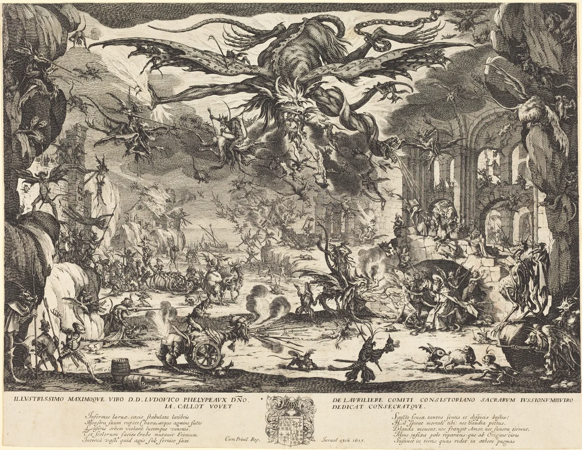 The Temptation of Saint Anthony [second version] by Jacques Callot, print, 1635