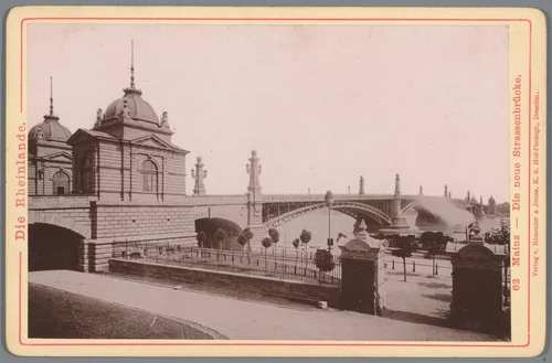 Gezicht op een brug in Mainz by anonymous, photograph, 1885-1890