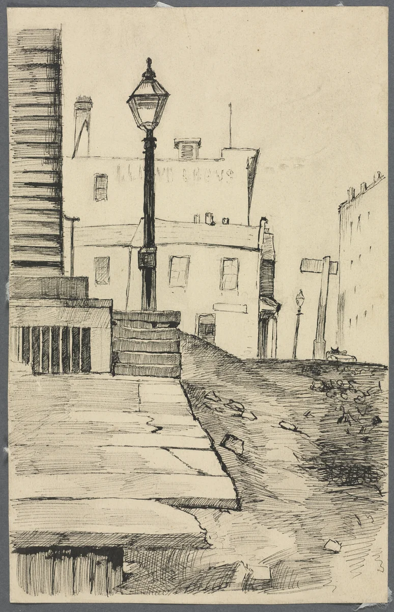 Street Scene, Cleveland by Otto H. Bacher, drawing, 1865-1909