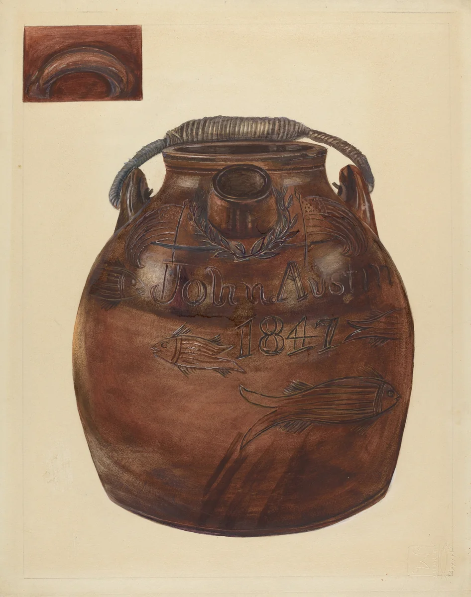 Cider or Water Jug by Yolande Delasser, index of american design, 1935-1942