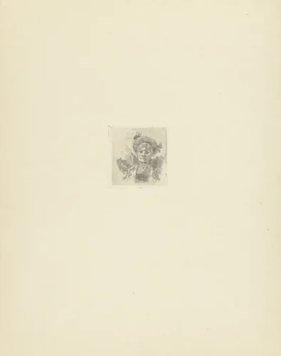 Buste van vrouw met hoed by Félicien Rops, print, 1893-1895