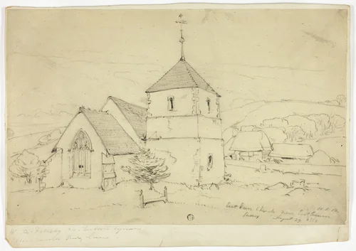 Eastdam Church near Eastbourn Sussex by William Roxby Beverley, drawing, 1866