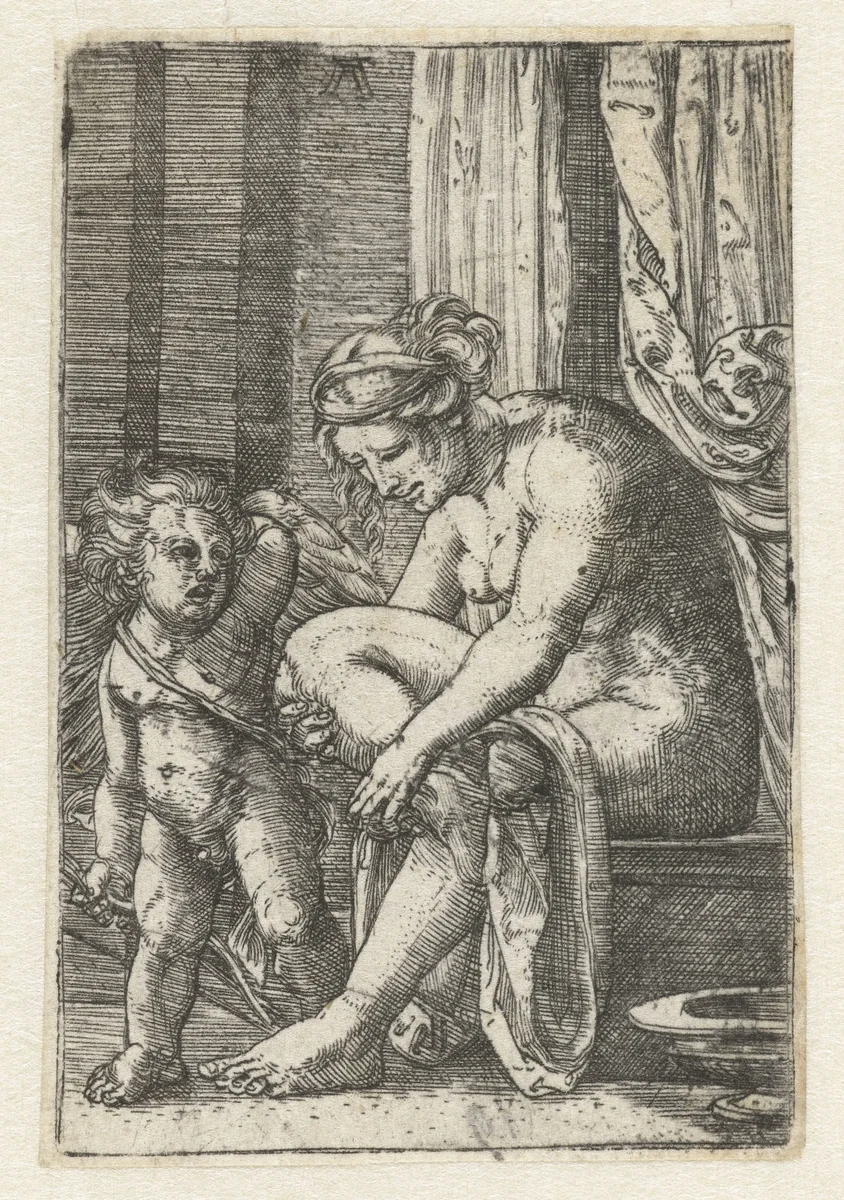 Venus na het bad by Unknown, print, 1506-1538