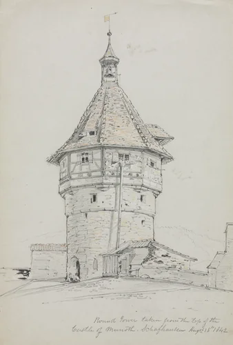 Round Tower, Castle of Munoth, Schafhausen, Switzerland by John William Casilear, drawing, 1842