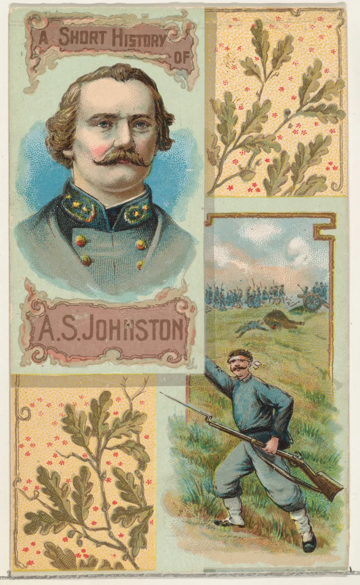 A Short History: General Albert Sidney Johnston, from the Histories of Generals series (N114) issued by W. Duke, Sons & Co. to promote Honest Long Cut Smoking and Chewing Tobacco by W. Duke, Sons & Co., print, 1888