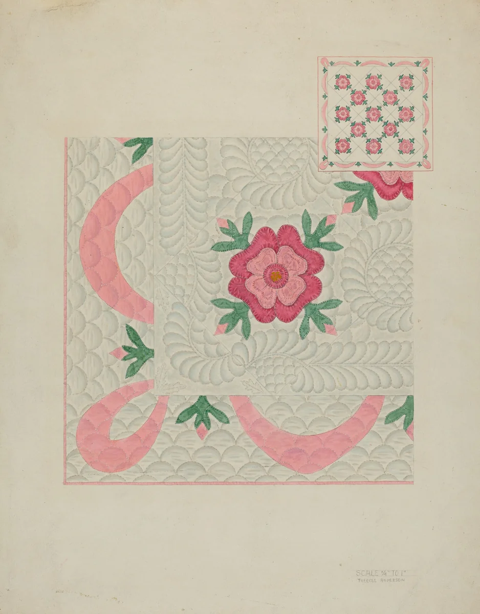 Quilt by Therkel Anderson, index of american design, 1936