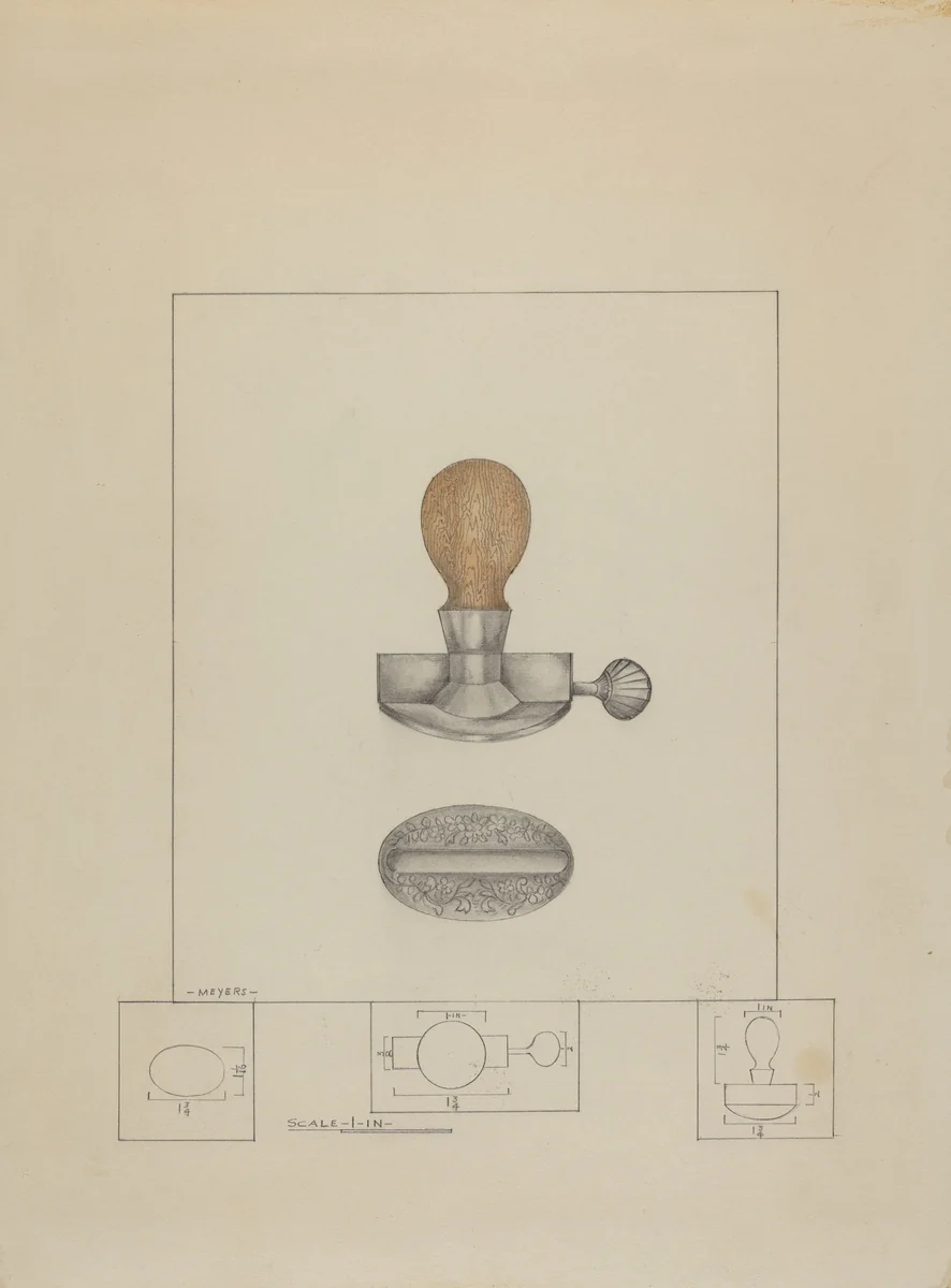Pewter Stamp by Henry Meyers, index of american design, 1937
