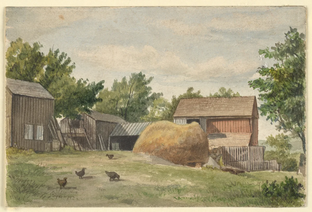 Farm Scene by American Artist, drawing, 1851-1899