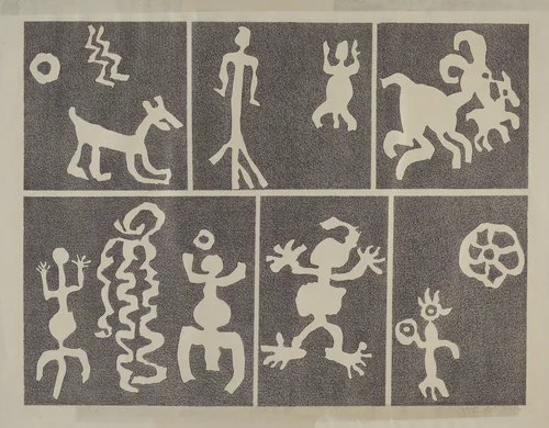 Petroglyph Design by Lala Eve Rivol, index of american design, 1935-1942