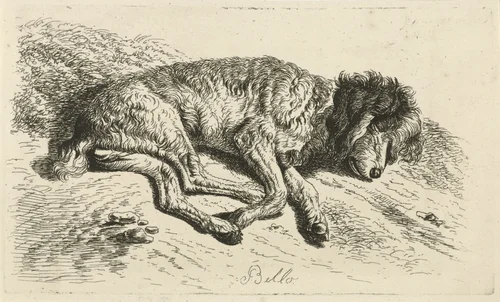 Slapende hond by Johannes Mock, print, 1825
