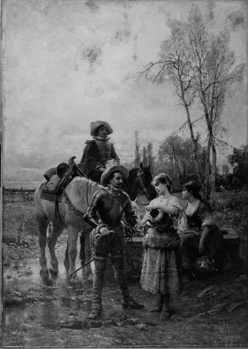 At the Fountain by Cesare Agostino Detti, painting, 1887