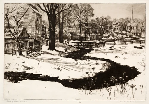 Back of Firemen's Hall by Orville Houghton Peets, print