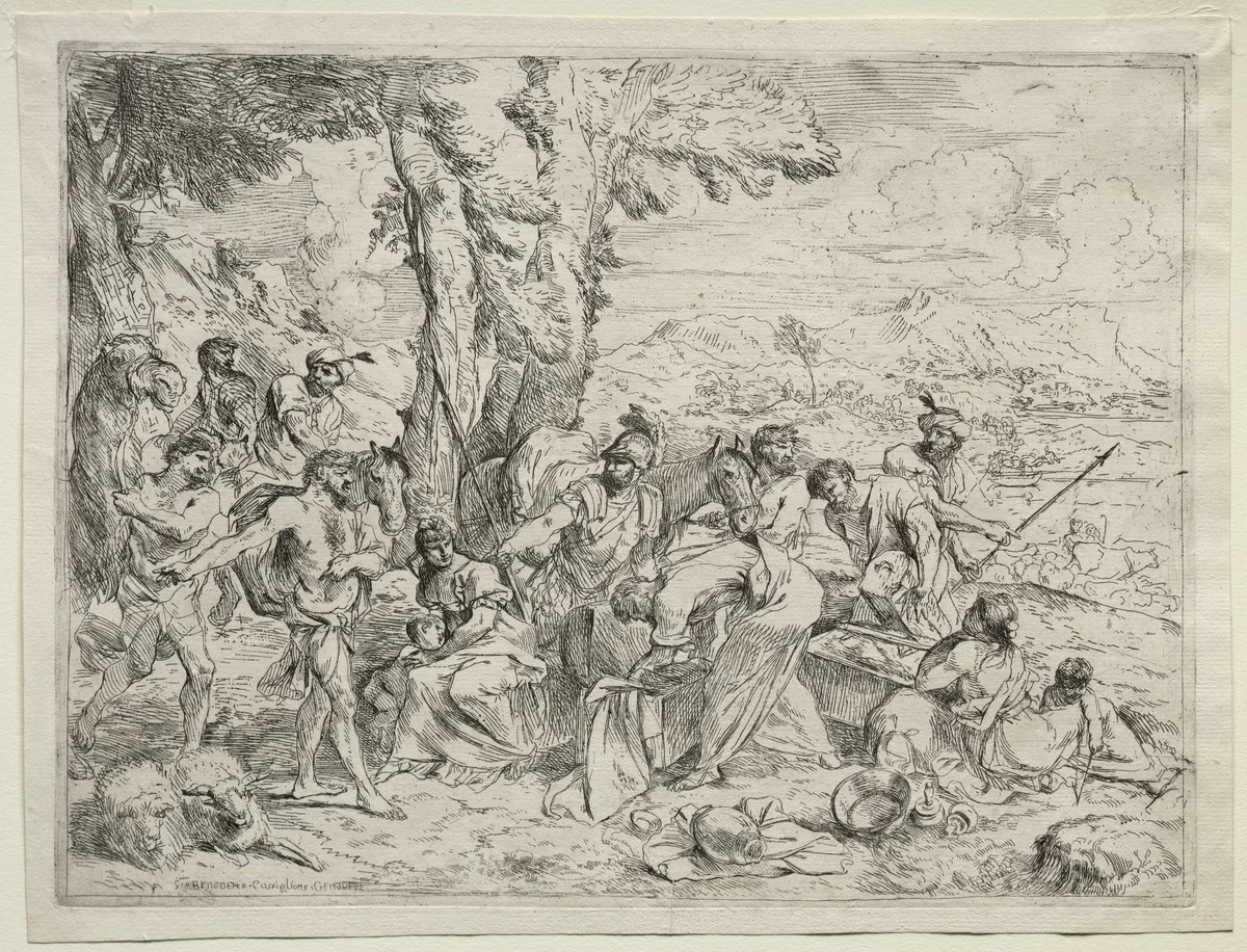 Laban Searching for Idols in Rachel's Baggage by Giovanni Benedetto Castiglione, print, 1630-1640