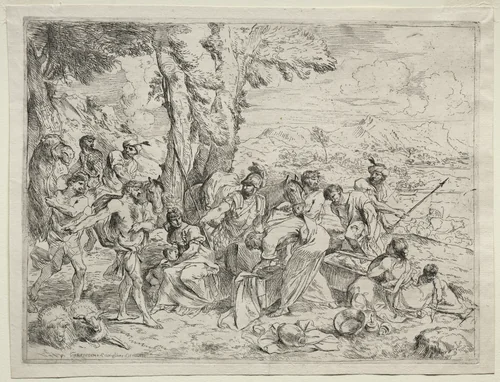 Laban Searching for Idols in Rachel's Baggage by Giovanni Benedetto Castiglione, print, 1630-1640