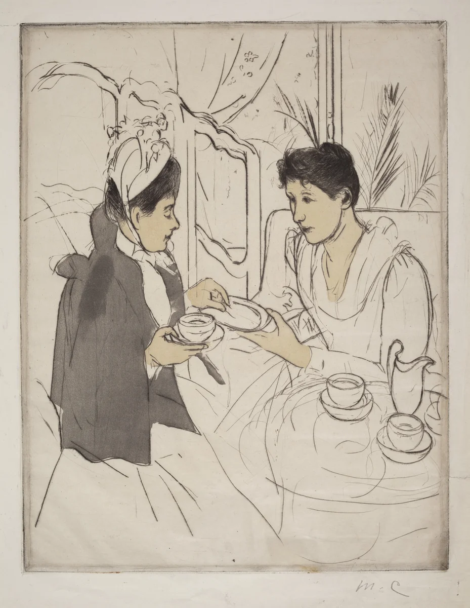 Afternoon Tea Party by Mary Cassatt, print, 1890-1891