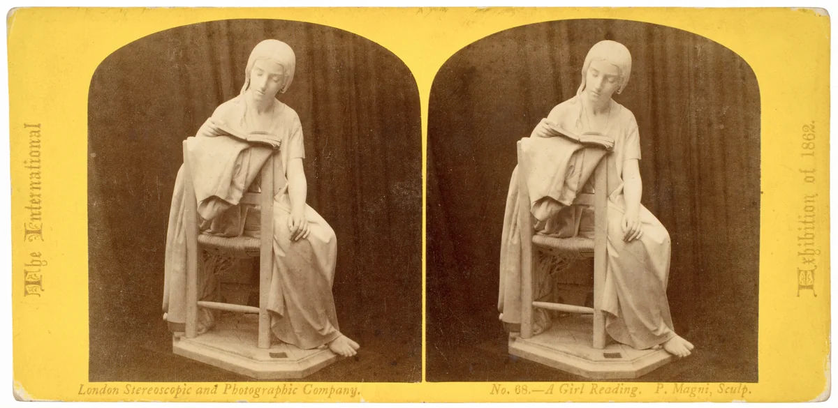 "A Girl Reading. Pietro Magni, Sculptor" by Roger Fenton, photograph, 1857-1868