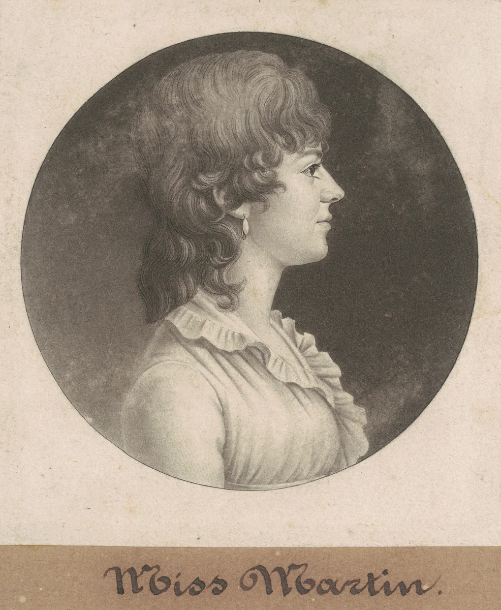 Miss Martin by Charles B. J. Févret de Saint-Mémin, print, 1802