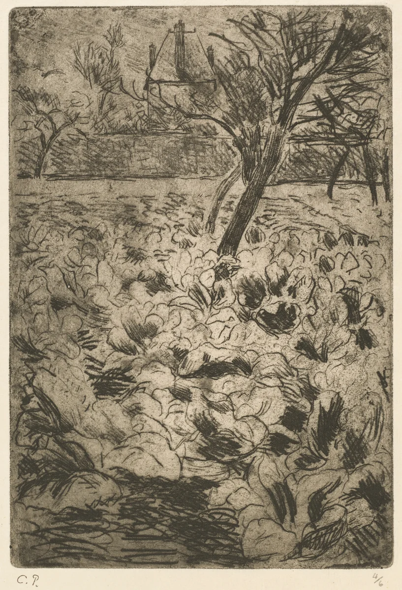 The Cabbage Field (Le Champ de choux) by Camille Pissarro, print, 1880