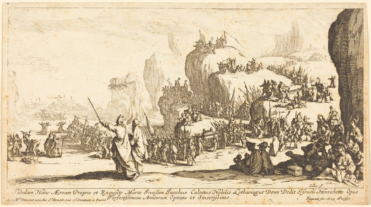 The Crossing of the Red Sea by Jacques Callot, print, 1629