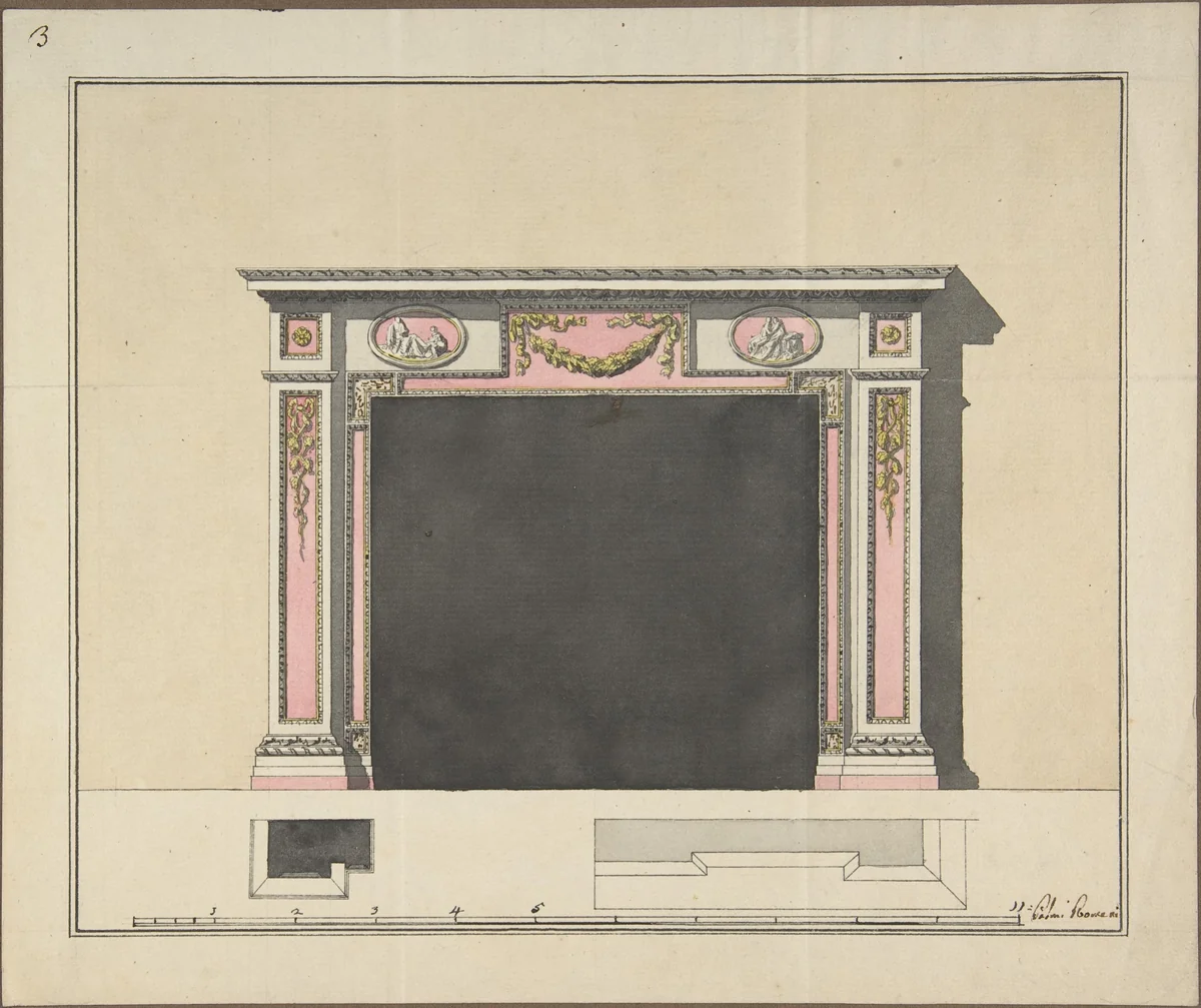 Mantel Design by anonymous, drawing, 1770-1780