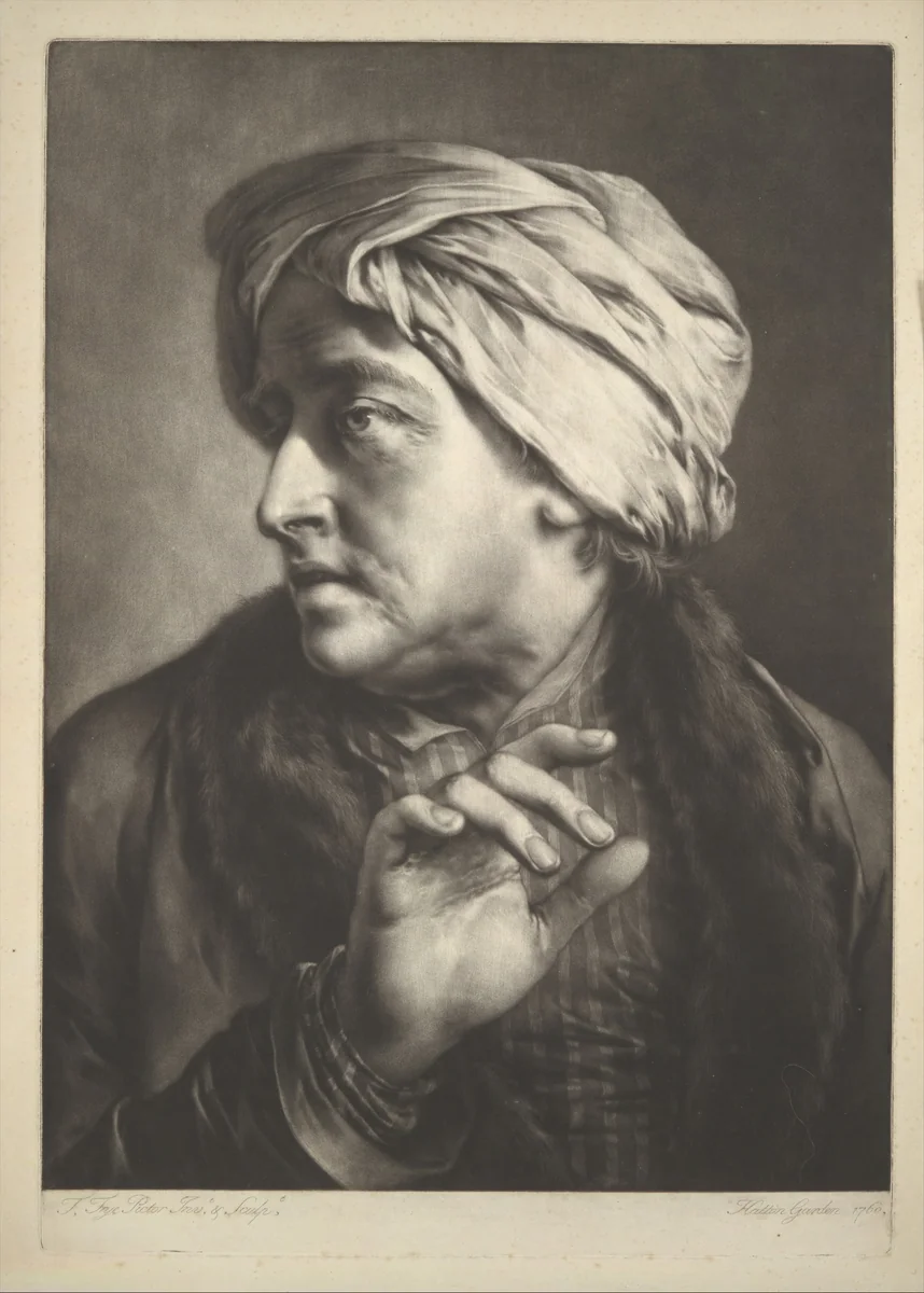 Head of a Man Wearing a Turban by Thomas Frye, print, 1760