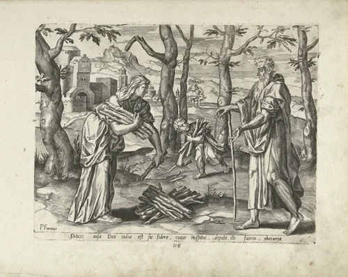 Elia en de weduwe van Sarefat by Unknown, print, 1550-1625