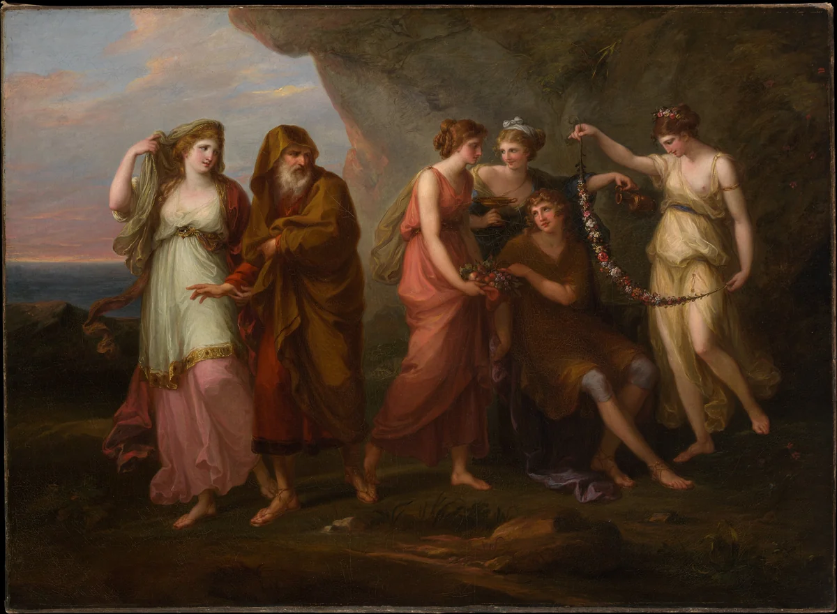 Telemachus and the Nymphs of Calypso by Angelica Kauffmann, painting, 1782