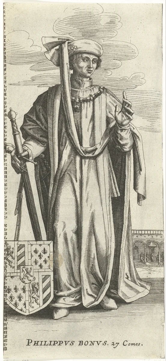 Portret van Filips de Goede by anonymous, print, 1628-1688
